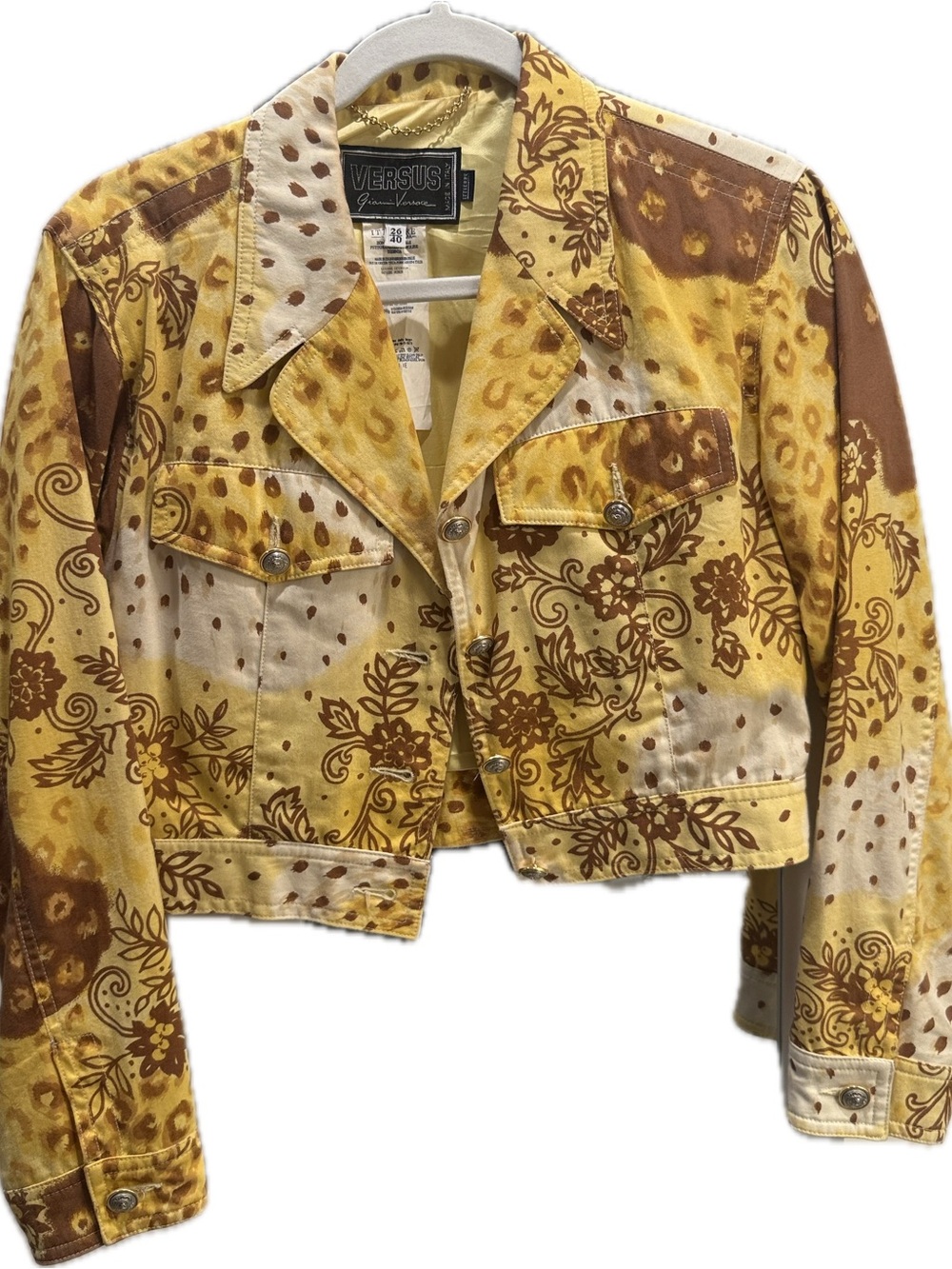 Versus - Gianni Versace Cropped Yellow & Brown Patchwork Jacket